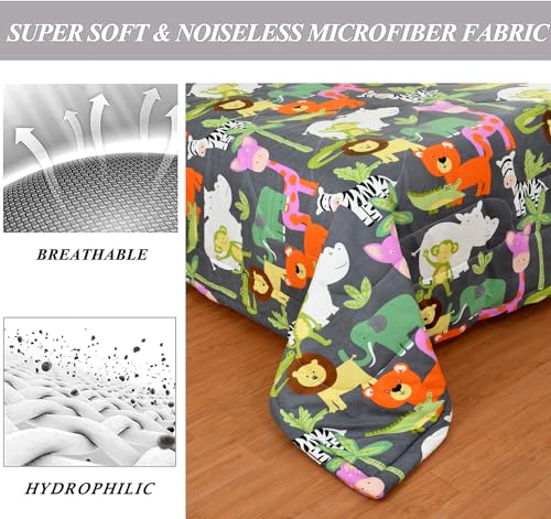 Image of FRESH FROM LOOM Summer Collection Kids Microfiber Double Bed Blanket |Cartoon Printed Dohar |Soft Kids Boy & Girls Comforter | Summer Blanket for Children (90x100 inch| King Size | Animal Black) |TC - 144