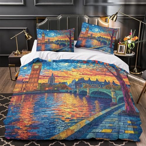 Housse de couette microfibre Tour Eiffel 3D respirante avec zip dissimulé - 4