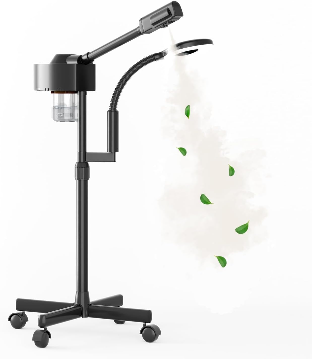 Facial Steamer with Magnifying Lamp, 2 in 1 Ozone Steamer for Face Professional, Professional Facial Steamer for Esthetician, Salon & Spa Face Beauty Equipment. Black