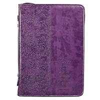 Purple "Faith" Bible / Book Cover - Hebrews 11:1 (Large)