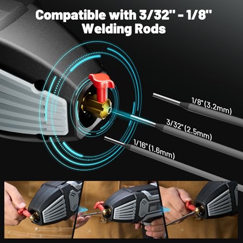 Image of Handheld Welding Machine 110V: Portable Welder with IGBT Inverter 6 Variable Current Adjustment, Electric ARC Welder Gun Welding Tools Set Fits for 3 /32 inch-1 /8 inch Wire Rods (Grey)