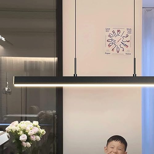 Miniatura 6 de Isla de cocina negra larga barra colgante Candelabros modernos 4000K luces colgantes creativas lineales lámparas de suspensión para sala de estar