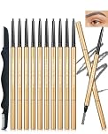 Eyebrow Pencil, 12Pcs Grey Ultra-Fine Retractable Eye Brow Pencil,Long-Lasting Waterproof Eyebrow Tint Pen Kit for Define Shape and Fill Brow, Mother's Day Eye Makeup Gift Set for Women Girl-04 Gray