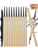 Eyebrow Pencil, 12Pcs Grey Ultra-Fine Retractable Eye Brow Pencil,Long-Lasting Waterproof Eyebrow Tint Pen Kit for Define Shape and Fill Brow, Women's Day Eye Makeup Gift Set for Women Girl-04 Gray