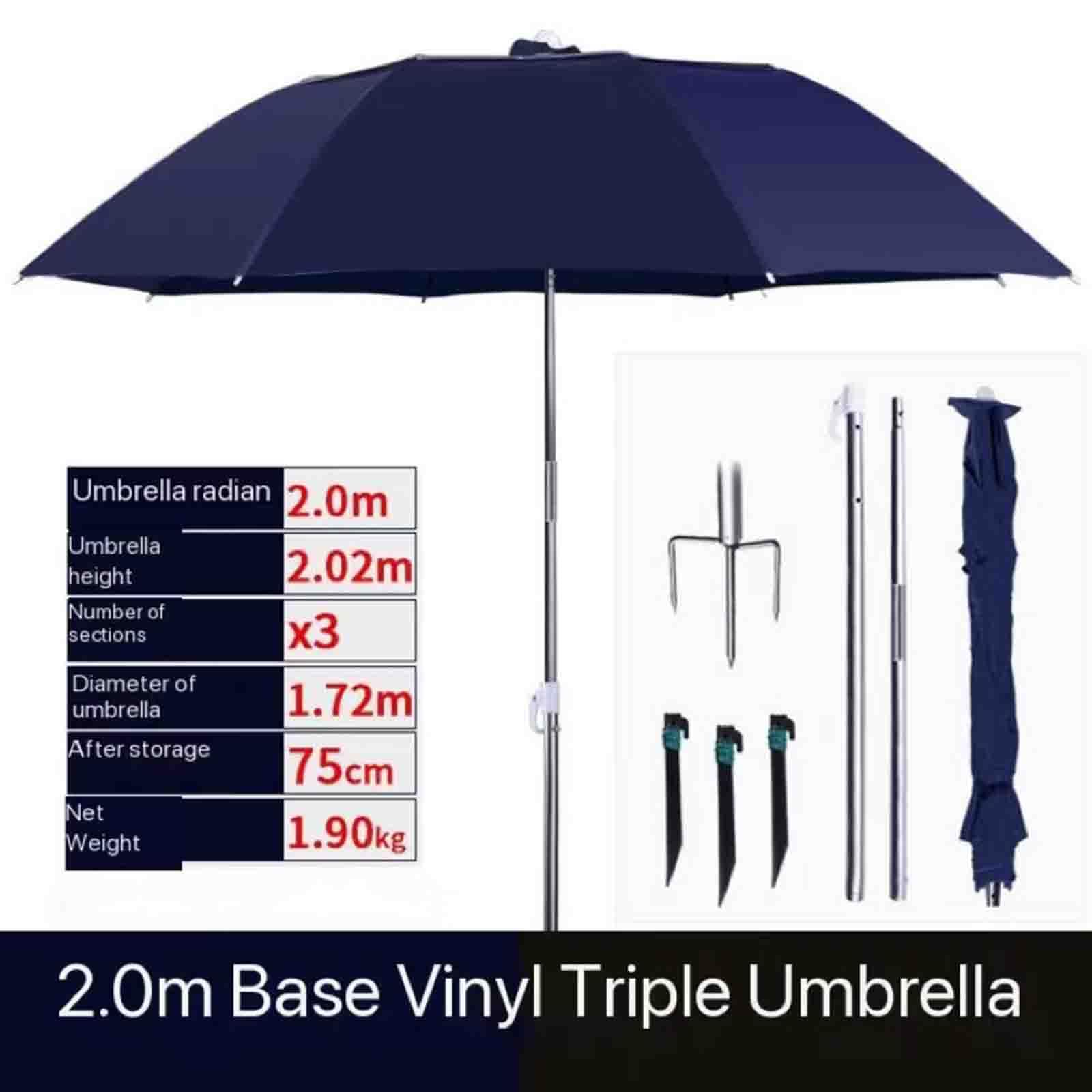 Parasol wędkarski Duży parasol wędkarski Przenośny uniwersalny krem ​​​​przeciwsłoneczny Trzyczęściowa lekka osłona przeciwsłoneczna do wkładania parasola wędkarskiego (Silver 6.6 ft)