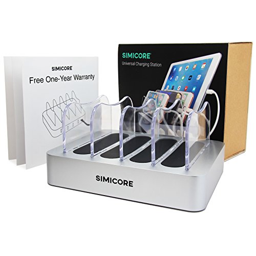 Simicore Charging Station for Multiple Devices, Certified 4 USB Fast Charging Dock, Non-Slip Surface, 5 Short Cables Included, Smart Phones, Tablets, Watch, Other Electronics Organizer, Space Gray - Thumbnail 7