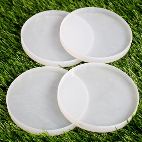Image of R H Lifestyle Silicone Moulds Round Resin Art Mould Coaster Mould for Resin Art Epoxy Casting Mould Tray Photo Frame Mold Resin Coaster Mould Set of 4, 5 Inch