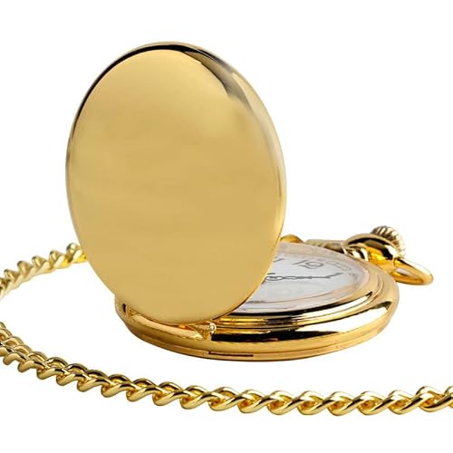 Relógio De Bolso Com Corrente Antigo Vintage Dourado Liso