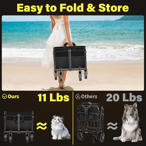 Wagons Cart Foldable, 360LBS Collapsible Wagon Cart with Wheels, Portable All Terrain Folding Utility Grocery Wagon for Shopping Camping Groceries Outdoor Sports, Heavy Duty, Rolling by Kovryx - Image 3