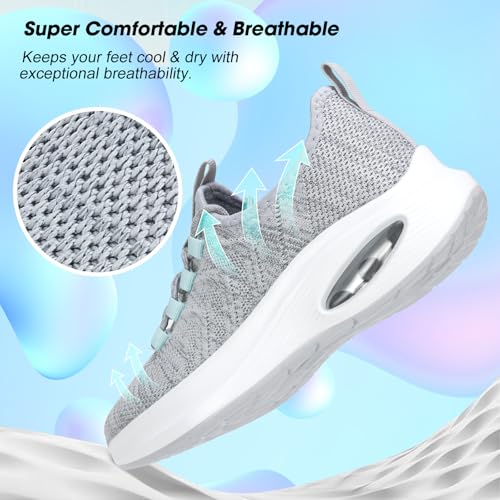 Image of Wide Toe Box Shoes Women Extra Wide Width Sneakers Air Cushion Road Running Shoes Ultra Light Tennis Gym Workout Training Shoes Breathable Walking Shoes with Arch Support