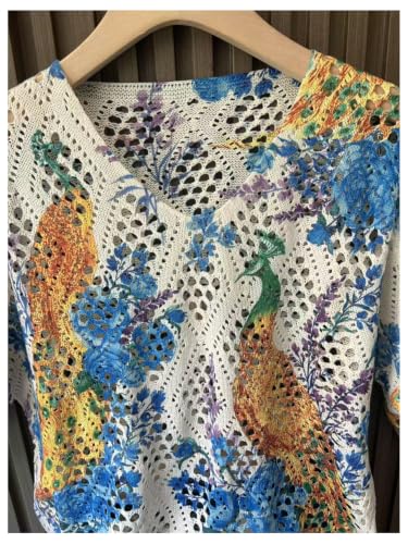 Image of Verdusa Women's Crochet Beach Summer Sweater 3 /4 Length Sleeve Boho Off The Shoulder Tops