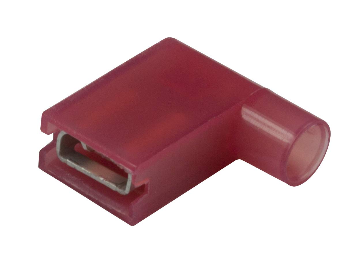 UKCable-Ties 6.3mm Flag Terminal Red and Blue Insulated Spade Wire Crimp Electrical Connector (10, Red)