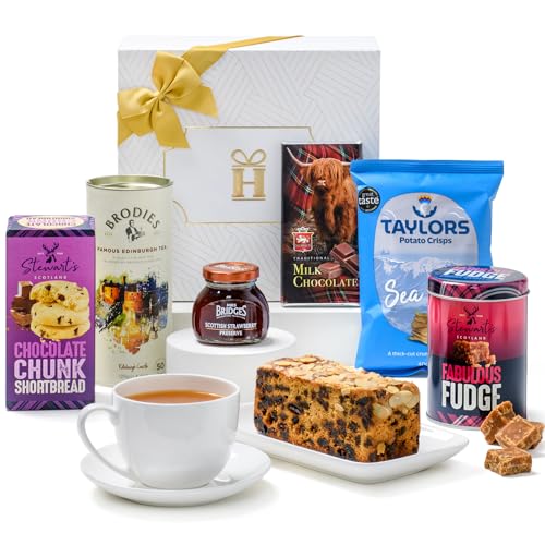 Hattie's Gifts Scottish Luxury Afternoon Tea Hamper - Christmas Food Gift for Family Includes Shortbread, Tea, Fudge, Dundee Cake, Crisps, Chocolate & Jam - Hamper & Gourmet Gifts for Women and Men - Image 3