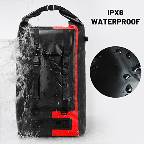 MIER Extra Large Waterproof Backpack Gear for Men Women 60L/150L Roll Top Dry Bags Duffel for Kayaking Hiking Travel Camping, 60L, Black/Red