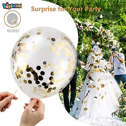 Image of Toyshine 86 Pcs Balloon Party Decoration Combo | 25 Black Metallic, 25 Gold Chrome, 25 Red Metallic, 10 Confetti Balloons, 1 Tape for Birthday Anniversary Theme Party