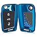 Produktbild kwmobile Autoschlüssel Hülle kompatibel mit VW Golf 7 MK7 3-Tasten Autoschlüssel - TPU Schutzhülle Schlüsselhülle Cover Schneekugel Sterne Blau Metallic Blau