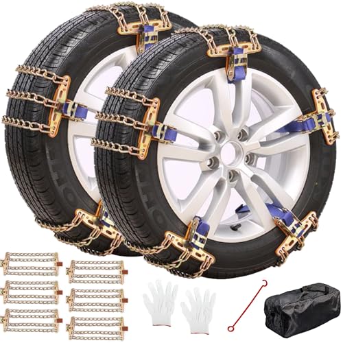 Universal Car Snow Chains Winter Universal Security Chains Tire Width 7.6-8.9 inch,Emergency Anti Slip Snow Tire Chains for Most Cars/SUV/Trucks 100% TPU-Large (Medium) 6PCS