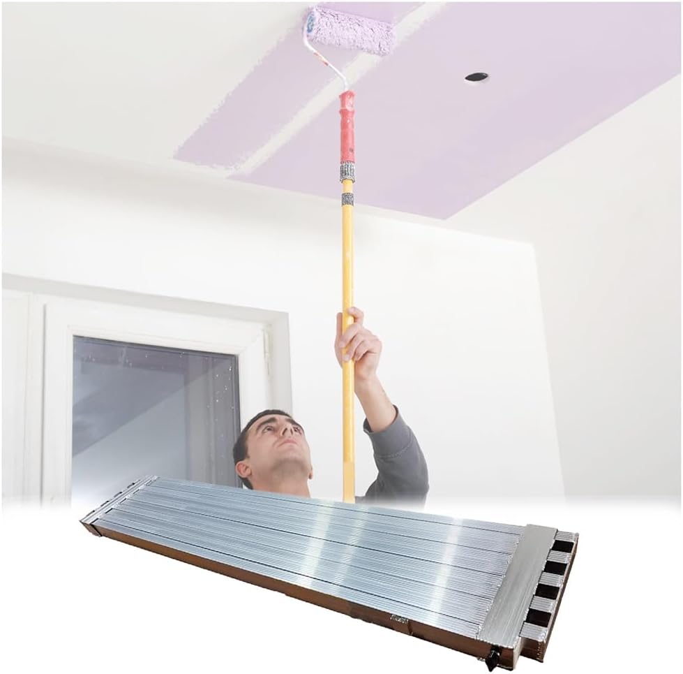 Adjustable Telescoping Scaffolding Platform, 5.4ft Extension Workbench with Skid-Proof Surface, Industrial Scaffold Ladder Accessory for Construction Work