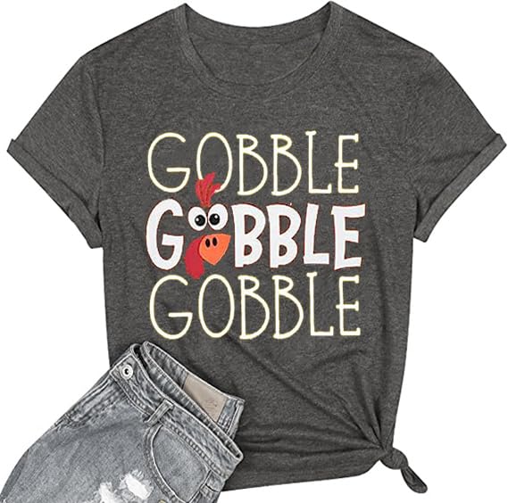 Womens Thanksgiving Shirt Leopard Pumpkin Printed Cute Graphic Tee Thankful Grateful Blessed T-Shirts Fall Top