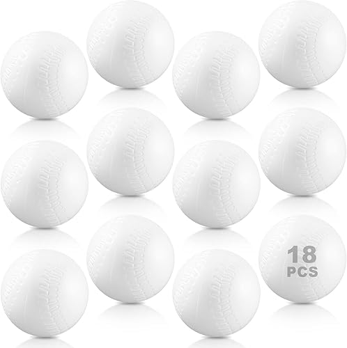 Lenwen 18 pelotas de béisbol de repuesto para niños pequeños de 2.7 pulgadas, pelotas de béisbol de plástico, juego de pelotas en T para béisbol,
