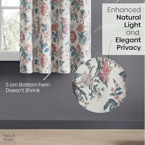 Image of haus & kinder Digital Printed Cotton Window Curtain 5 Feet Long Pack of 1 Window Curtain, 5 Feet Curtain for Window (Canyon Bloom, Multi 130x152 CM)