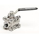 1/2' Stainless Steel Ball Valve - 3-Piece - 304
