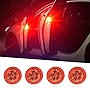Sodcay 4 PCS Car Door Safety LED Warning Light, 12V Wireless LED Flashing Anti-collision Light, Auto Body Safety Signal Light, Round Decorative Lights Fits for Boat Van Truck Trailer (Red)