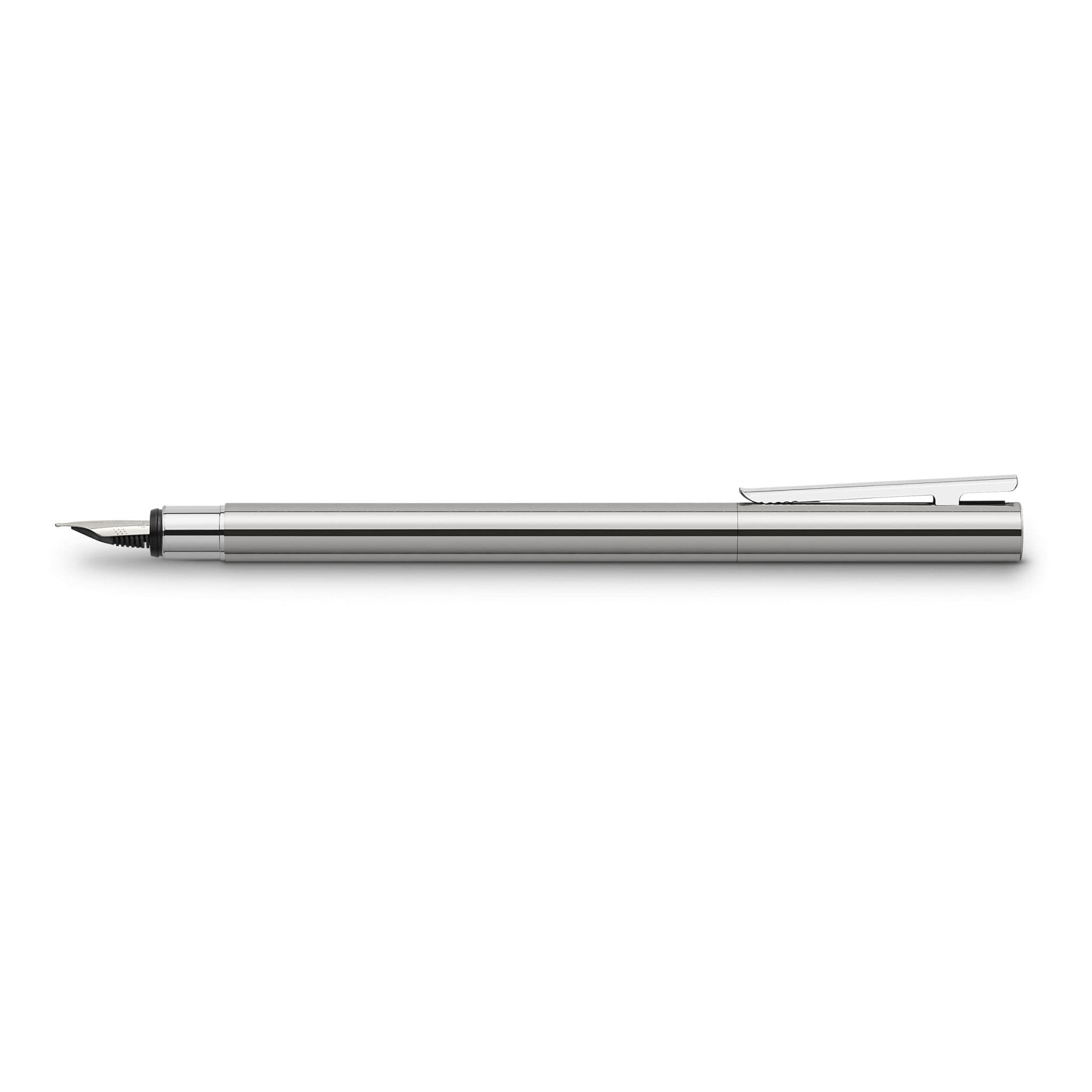 Faber-Castell Neo Slim 342002 Fountain Pen Stainless Steel Nib Width EF Shiny Silver, glossy silver - Image 2