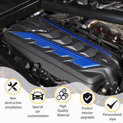 Image of CHEAYAR Engine Bay Panel Cover Compatible with Chevrolet Corvette C8 2020-2023, Engine Shroud Cover Panel Trims, C8 Accessories 2PCS (Engine Compartment Cover - Blue)