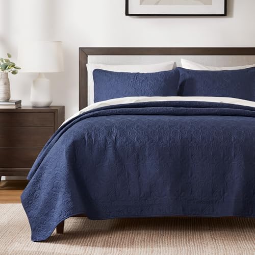 Image of Madison Park Luxurious Cotton Damask Quilt Set, 2PC Twin /Twin XL Bed Set