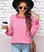 Womens Sweaters Fall 2026 Fashion Long Sleeve Color Block Oversized Sweater Trendy Casual Crew Neck Knitted Tops Pullover,Pink,X-Large