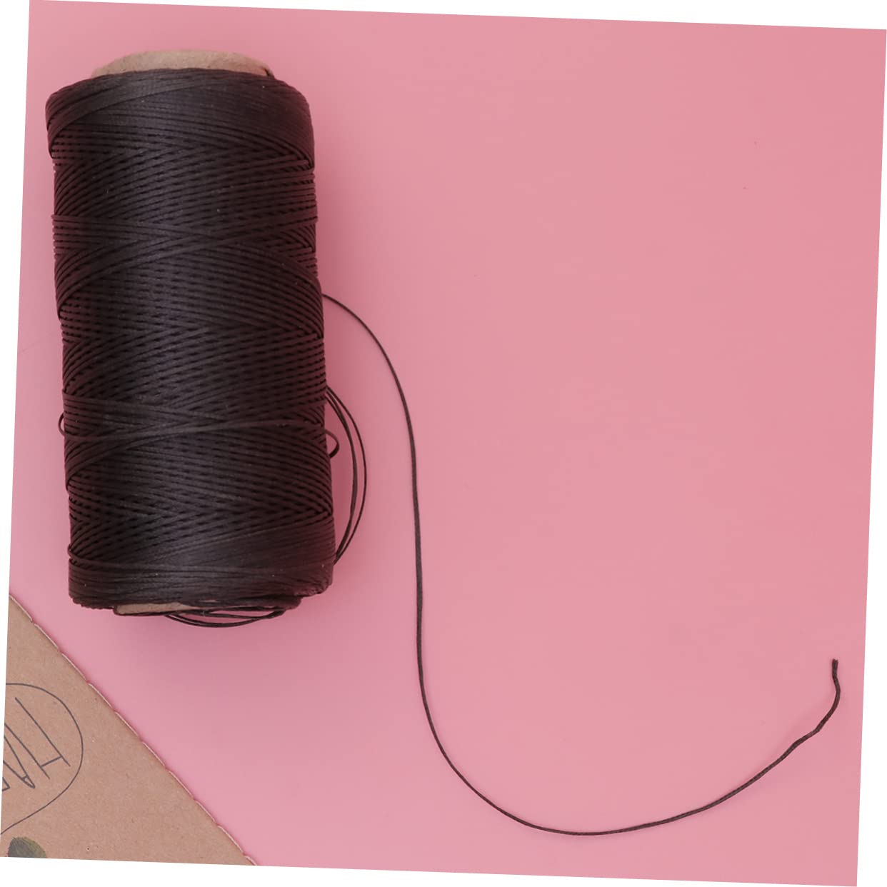 Flache Wachslinie 0, 8mm 150D Schwarz aus Polyester für Leder | Leder Nähgarn Gewachst, Handnähkordel zum Handnähen, für Buchbinden und Reparaturen im Selbstgemacht