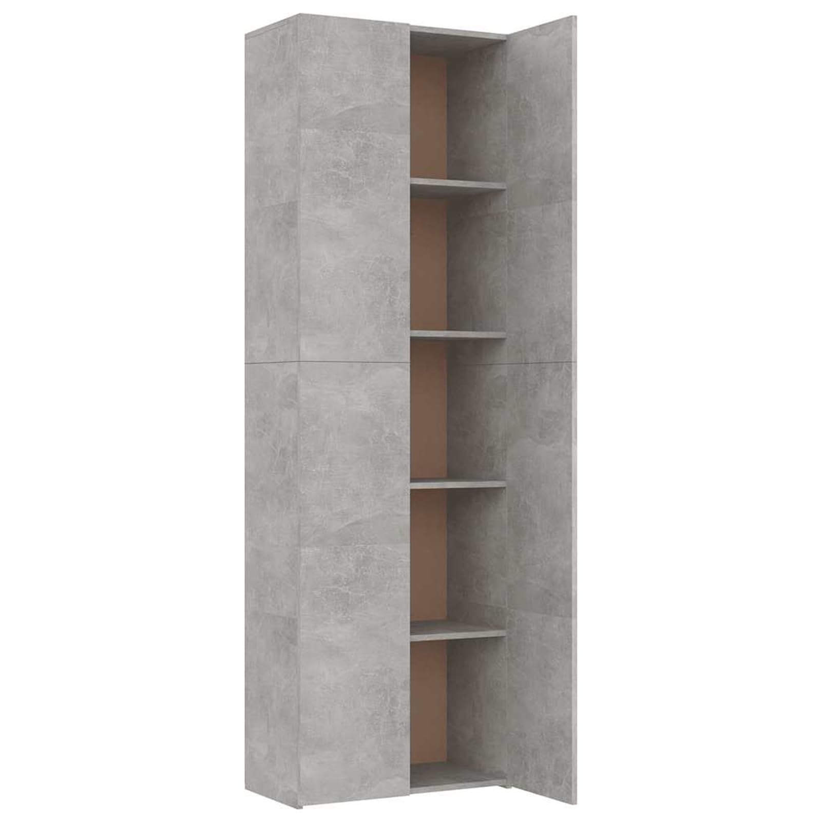Armadio da ufficio, 60 x 32 x 190 cm, con 5 scomparti e 2 ante, grigio cemento, materiale in legno, per ufficio, casa e studio