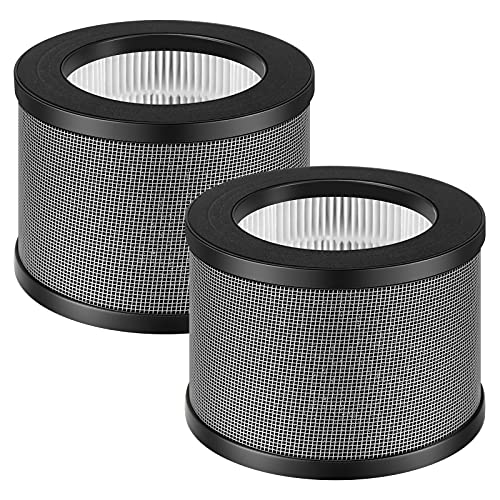 LINNIW DH-JH01 H13 True HEPA Replacement Filter Compatible with AROEVE and Kloudi DH-JH01 Air Purifiers, Elechomes EPI081 EP1081, Intelabe EPI080/EP1080 and POMORON Air Purifier, 2 Pack Filters