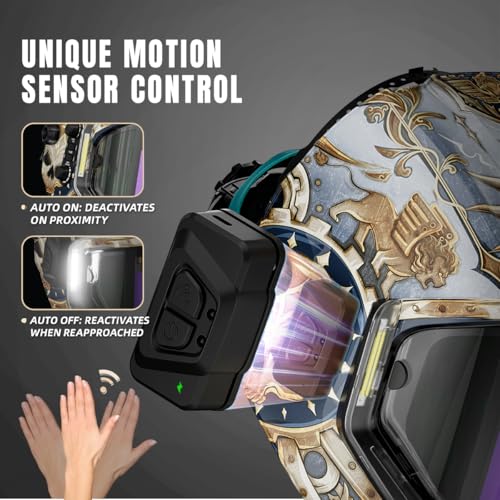 Image of ANDELI Welding Helmet - Panoramic 180 View 3.94 inchX3.74 inch,True Color Auto Darkening Welding Helmet with Light, 4 Arc Sensor, 4 /5-8 /9-13 Type-C Charging (MONERIG-LED)