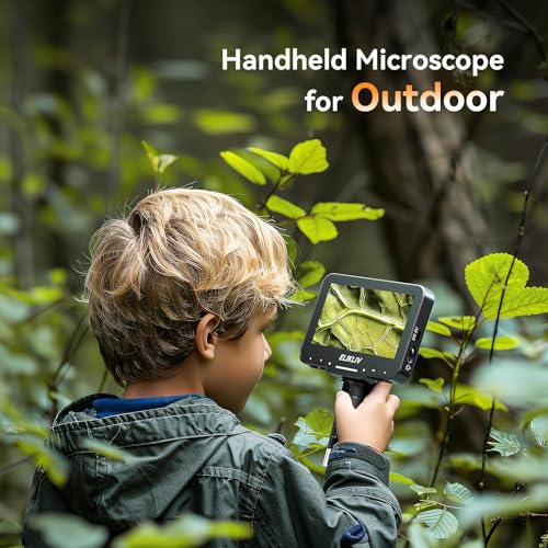 Elikliv Coin Microscope EDM4 Max, 4.3" LCD Digital Microscope1000x, Coin Magnifier with 8 Adjustable LED Lights, Coin Microscope with Screen, PC View with Windows/Mac, 32GB SD Card Included