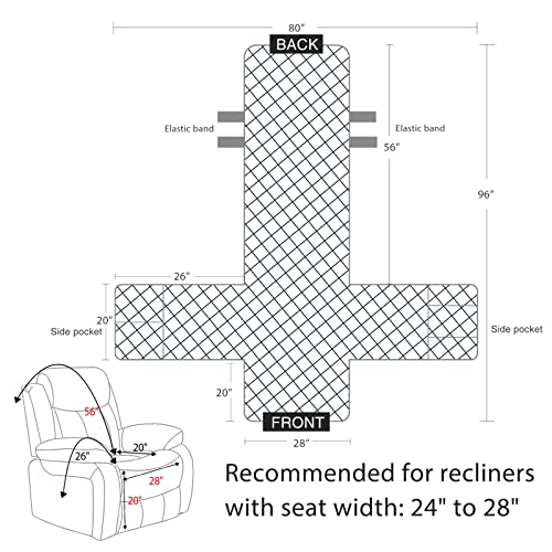Image of Velvet Recliner Covers Non Slip Waterproof Large Recliner Chair Covers for Leather Chairs Reversible Recliner Sofa Cover for Living Room Recliner Furniture Protectors Covers for Dog Pets Beige 28 inch