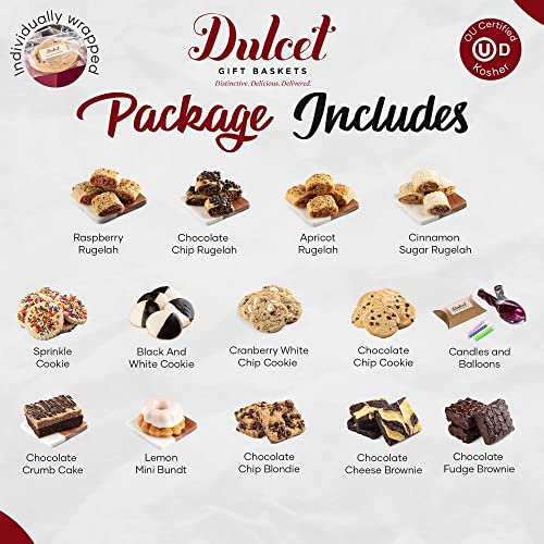 Dulcet Gift Basket Happy Birthday Party Gift Package In Tin With Balloons, Candles -Birthday Cake Great Gift For Men, Women, Him, Her, Mom, Dad, Friends & Family #TOP1