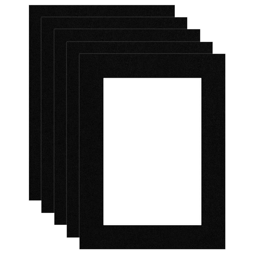 Procut Global 8x6" Black Picture Mounts Board to Fit 6x4" Aperture Size - Photo Mount Card Ideal for Prints, Artwork, Crafts & Certificates - Sizes & Colors Available - Pack of 5 โ image 1