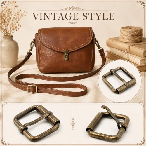 Bruislard Lot de 10 boucles de ceinture carrées en laiton antique massif de 2,5 cm pour homme et femme - Boucle de ceinture de rechange pour accessoires de bricolage – vue 4