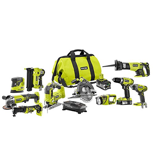 Ryobi P1895 ONE+ 18-Volt Lithium-Ion Cordless Combo Kit (10-Tool)