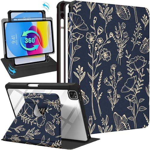 Funda iPad Air 5 generación con portalápices tipo libro y tapa giratoria 360