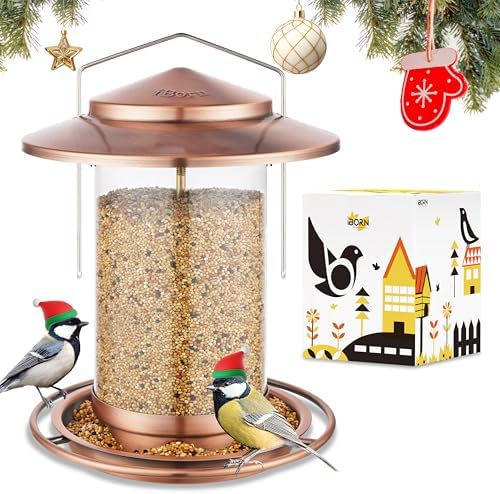 iBorn Bird Feeders for Outdoors Hanging,Metal Bird Feeders for Ca...