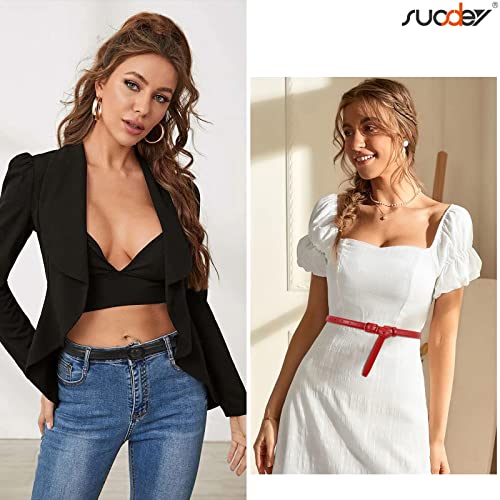 SUOSDEY Women Leather Thin Belt for Dress Jeans Skinny Waist Belt for Women Ladies3