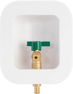 [1 Piece] Lingmfg Ice Maker Outlet Box PEX Crimp, 1/2 inch Crimp PEX 1807, Connection 1/4 Inch Ice Maker Hose, Water Valve Box Inlet Compression Cover Old Work