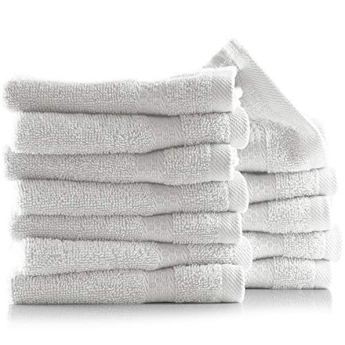 Image of Hearth & Harbor Washcloths 12 Pack - 100% Cotton Washcloth for Body and face, High Absorbent and Soft 13 inchx13 inch Body Wash Cloth, Quick Dry - White Washcloths