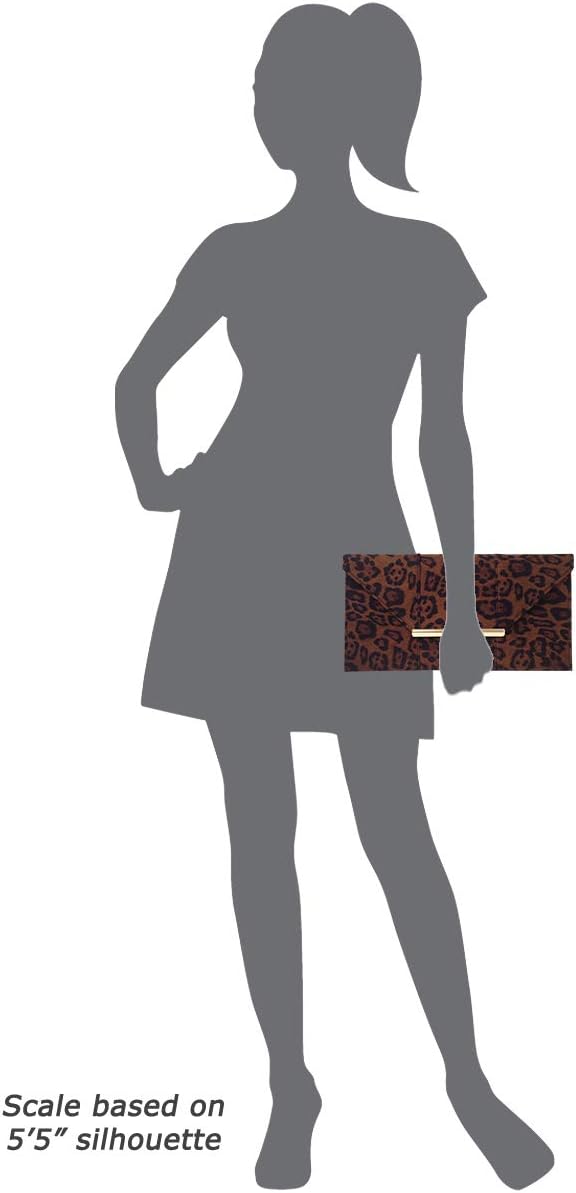 JNB Faux Suede Flat Leopard Envelope Clutch - Image 5
