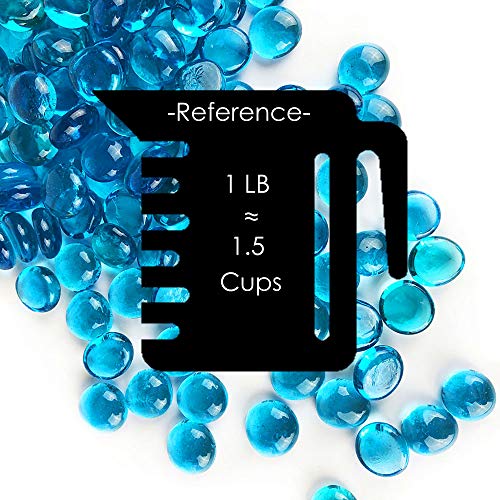 Image of CYS EXCEL Light Blue Glass Gemstone Beads Vase Fillers (6 LBS) Flat Marble Beads Multiple Color Choices Aquarium Decor Rocks Floral Stones Decorative Mosaic Glass Gem Pebbles