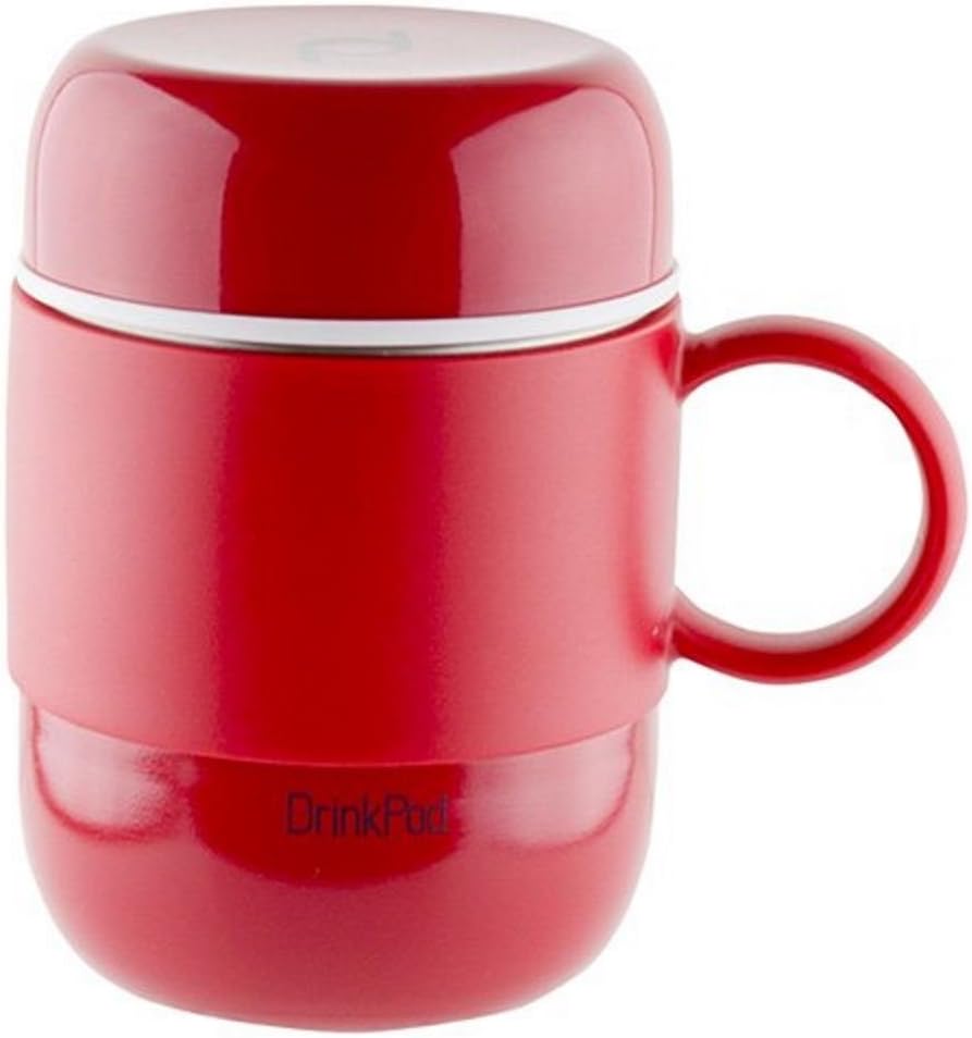 Stainless Steel Vacuum Insulated Leak-Proof Drinkpod Capsule Flask 6 Hours Hot 24 Hours Cold, Red, 0.28 Litre