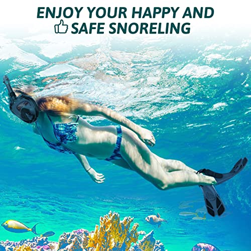 Viginsul Mask Fins Snorkeling Gear for Adults, Full Face Snorkel Mask & Adjustable Swim Fins Snorkel Set, Panoramic View Snorkel Mask Dry Top Anti-Fog Anti-Leak - Thumbnail 7